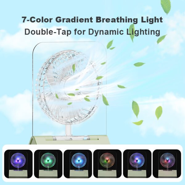 3000mAh Multifunction Multi-angle Air Supply Can Be Magnetized Wall Hanging Mini Fan Ultra-thin Transparent Portable Desktop Fan - 图片 4