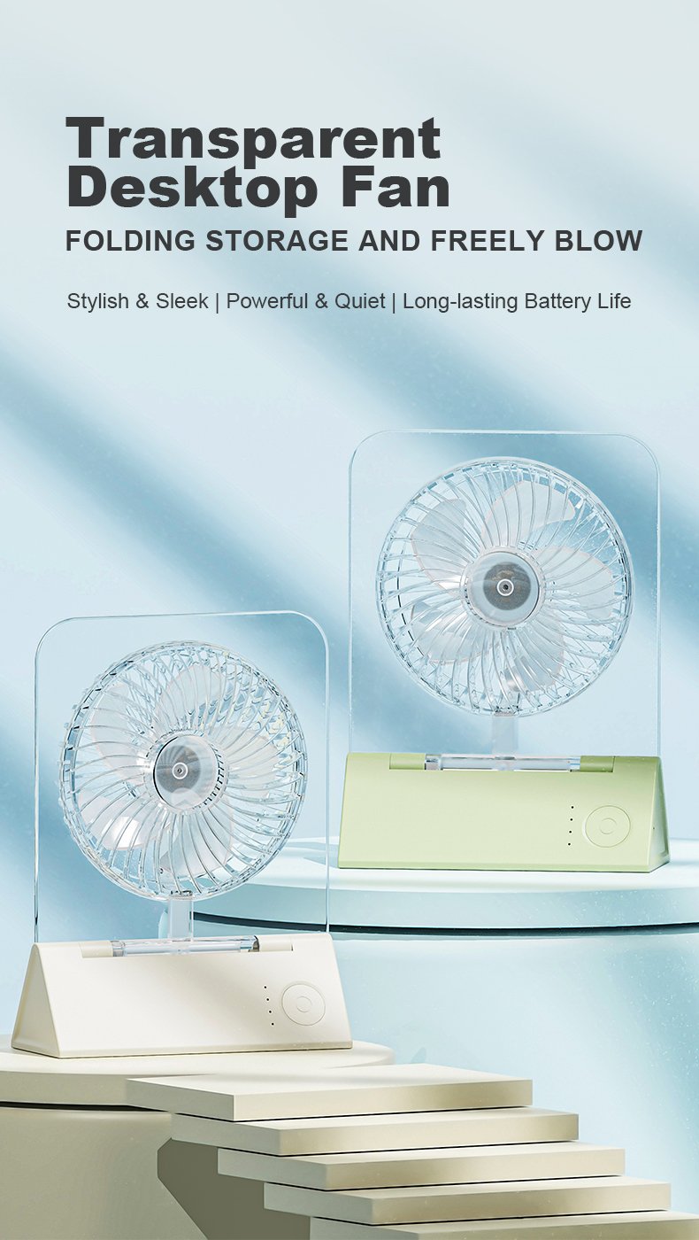 Table top transparent portable fan