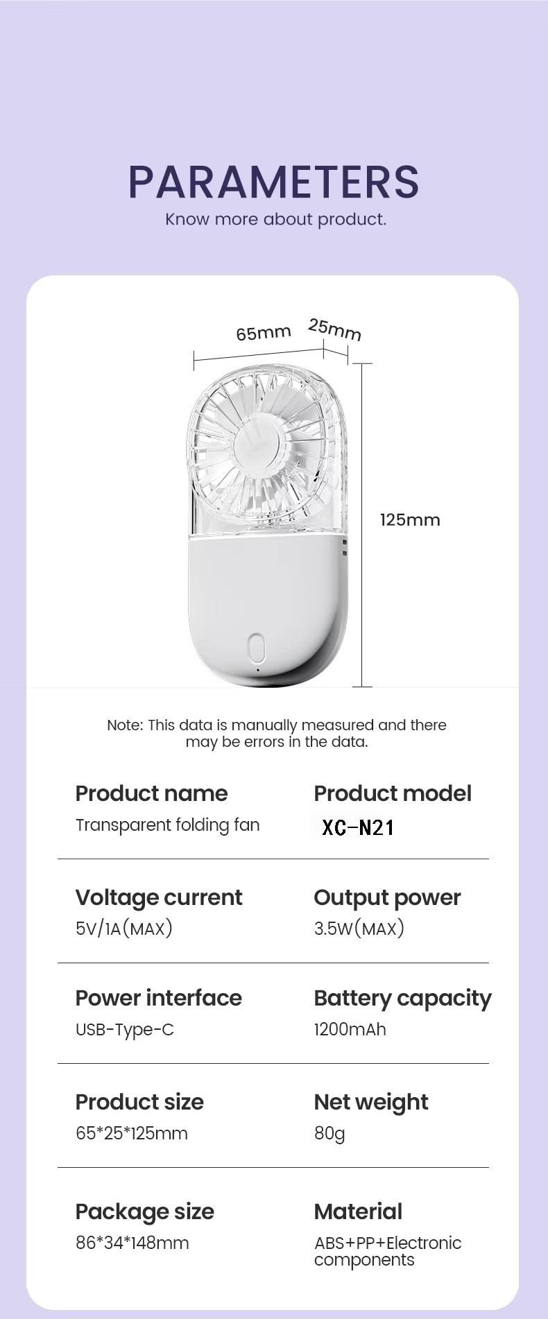 xiecheng Folding Mini Fan